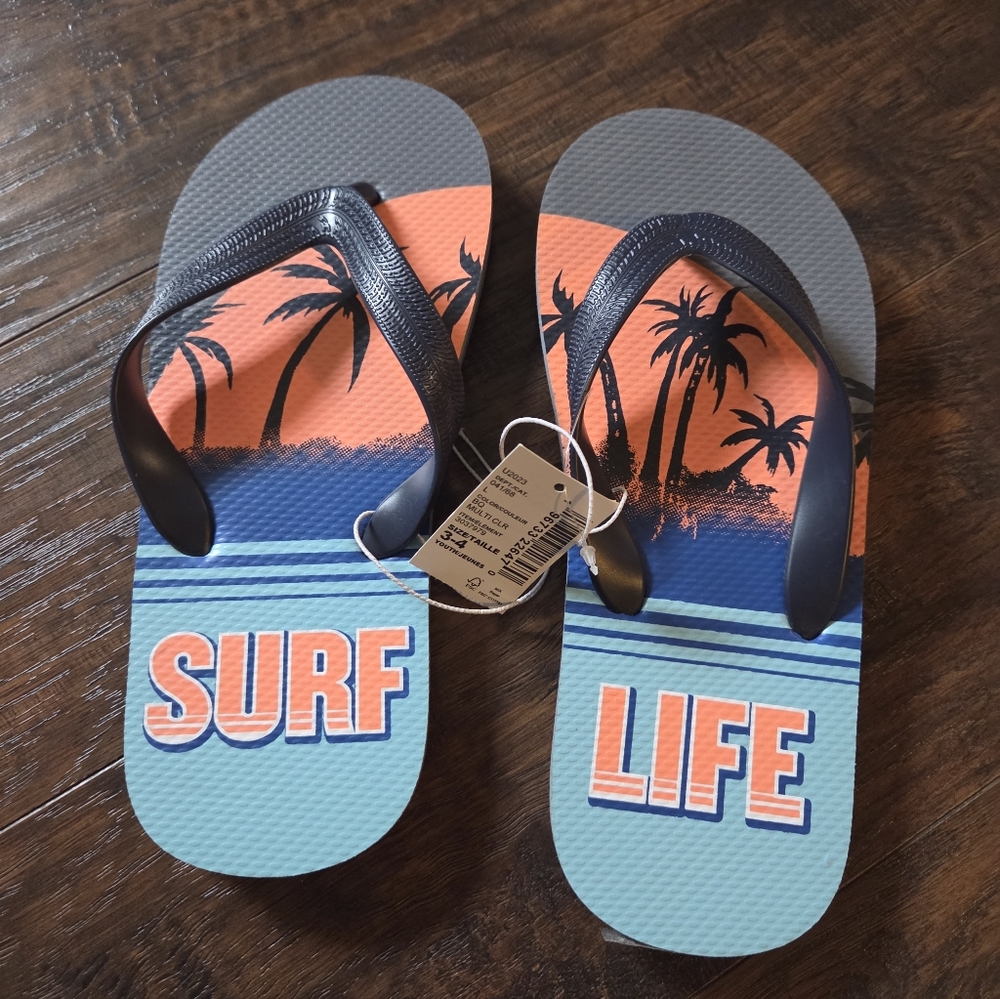 Boys Surf Life Flip Flops Size 3/4